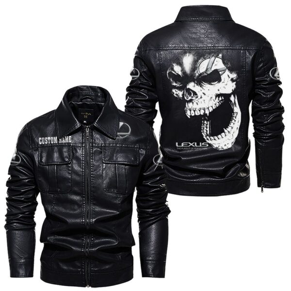 Custom Name Lexus Skull Leather Jacket - Personalized Logo Car Motorcycle Model - Image 7
