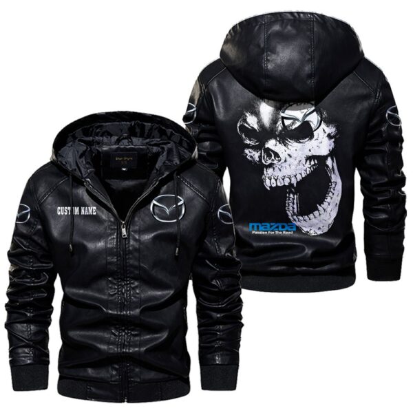 Custom Name Mazda Skull Leather Jacket - Personalized Logo Car Motorcycle Model - Image 5