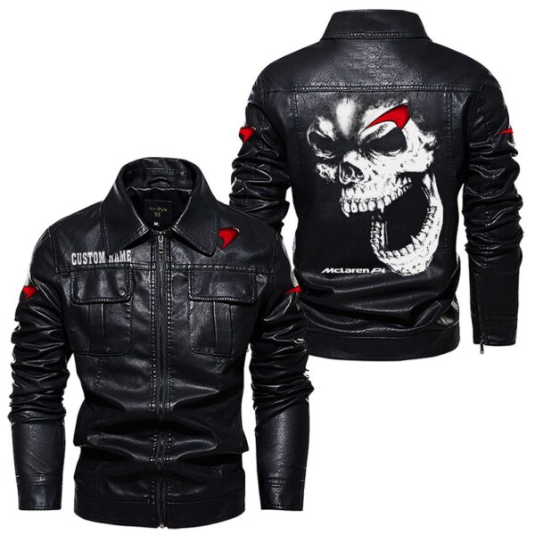 Custom Name Mclaren Skull Leather Jacket - Personalized Logo Car Motorcycle Model - Image 7