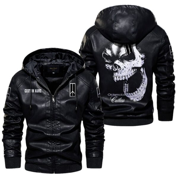 Custom Name Oldsmobile Cutlass Skull Leather Jacket - Personalized Logo Car Motorcycle Model - Image 5