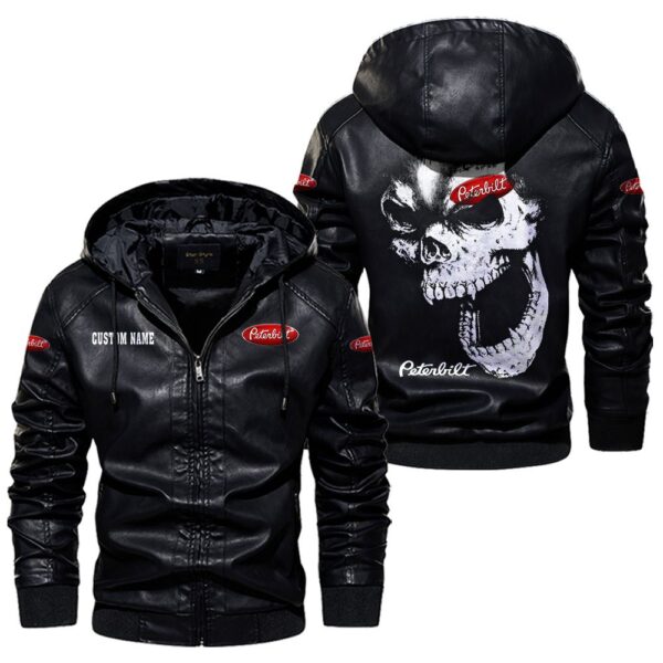 Custom Name Peterbilt Skull Leather Jacket - Personalized Logo Car Motorcycle Model - Image 5