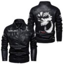 Custom Name Peugeot Skull Leather Jacket - Personalized Logo Car Motorcycle Model