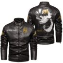 Custom Name Pontiac Fiero Skull Leather Jacket - Personalized Logo Car Motorcycle Model