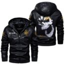 Custom Name Pontiac Fiero Skull Leather Jacket - Personalized Logo Car Motorcycle Model