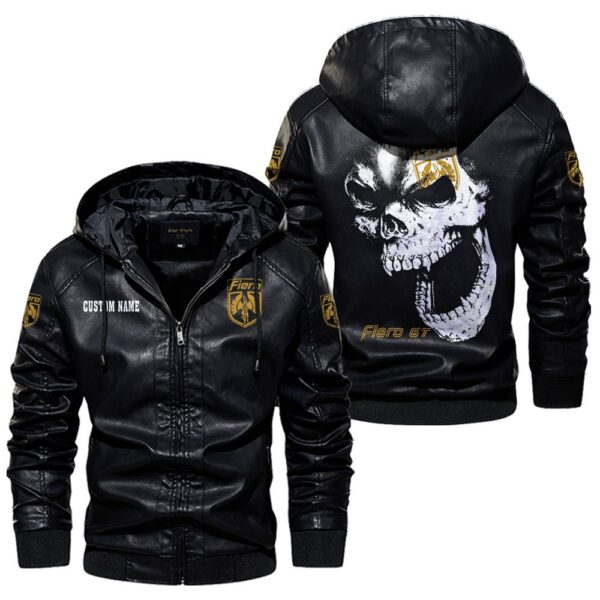 Custom Name Pontiac Fiero Skull Leather Jacket - Personalized Logo Car Motorcycle Model - Image 5