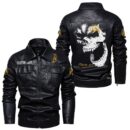 Custom Name Pontiac Fiero Skull Leather Jacket - Personalized Logo Car Motorcycle Model