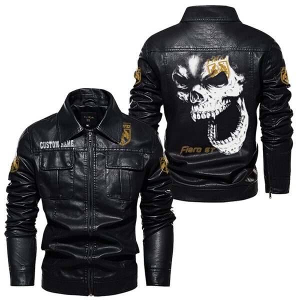 Custom Name Pontiac Fiero Skull Leather Jacket - Personalized Logo Car Motorcycle Model - Image 7