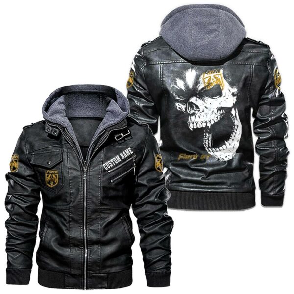 Custom Name Pontiac Fiero Skull Leather Jacket - Personalized Logo Car Motorcycle Model