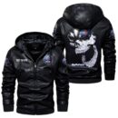 Custom Name Saab Skull Leather Jacket - Personalized Logo Car Motorcycle Model