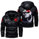 Custom Name Suzuki Skull Leather Jacket - Personalized Logo Car Motorcycle Model
