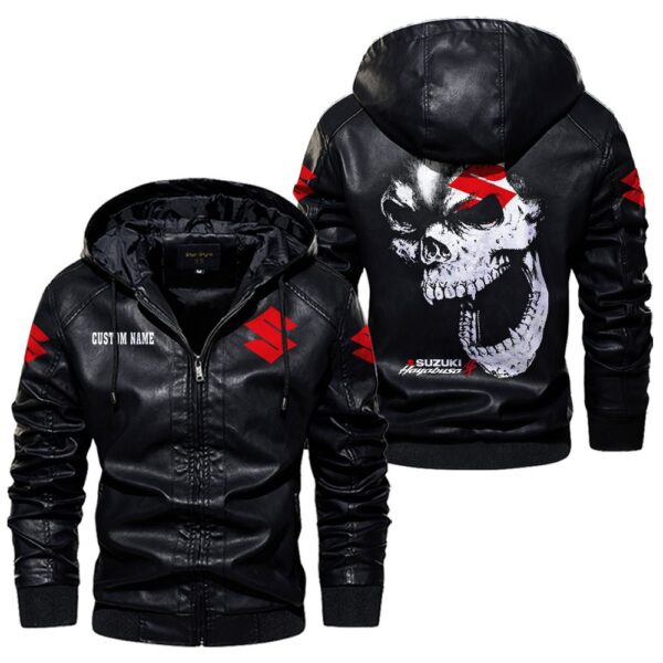 Custom Name Suzuki Hayabusa Skull Leather Jacket - Personalized Logo Car Motorcycle Model - Image 5