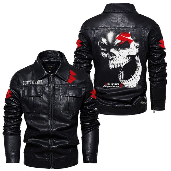 Custom Name Suzuki Hayabusa Skull Leather Jacket - Personalized Logo Car Motorcycle Model - Image 7