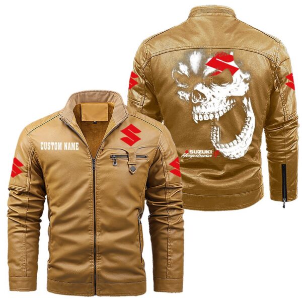 Custom Name Suzuki Hayabusa Skull Leather Jacket - Personalized Logo Car Motorcycle Model - Image 10
