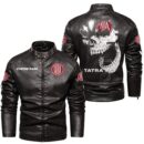 Custom Name Tatra Skull Leather Jacket - Personalized Logo Car Motorcycle Model