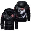 Custom Name Tatra Skull Leather Jacket - Personalized Logo Car Motorcycle Model