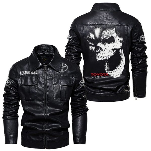 Custom Name Toyota Skull Leather Jacket - Personalized Logo Car Motorcycle Model - Image 7