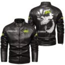Custom Name Valentino Rossi 46 Skull Leather Jacket - Personalized Logo Car Motorcycle Model