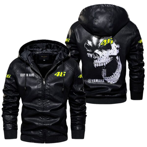 Custom Name Valentino Rossi 46 Skull Leather Jacket - Personalized Logo Car Motorcycle Model - Image 5
