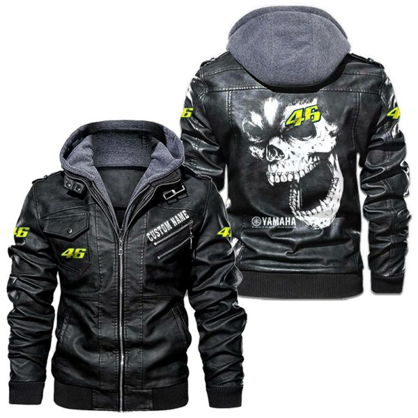 Custom Name Valentino Rossi 46 Skull Leather Jacket - Personalized Logo Car Motorcycle Model
