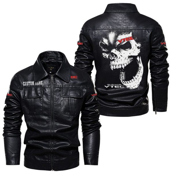 Custom Name DOHC VTEC Leather Jacket - Personalized Logo Car Motorcycle Model - Image 7