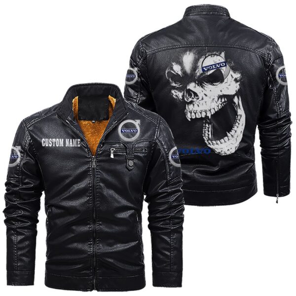 Custom Name Camaro Skull Leather Jacket - Personalized Logo Car Motorcycle Model - Image 9