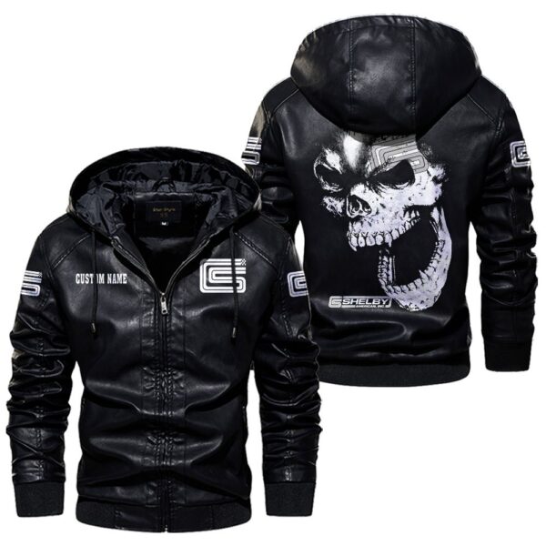 Custom Name Carroll Shelby Skull Leather Jacket - Personalized Logo Car Motorcycle Model - Image 5
