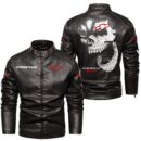 Custom Name Chevy Racing Skull Leather Jacket - Personalized Logo Car Motorcycle Model