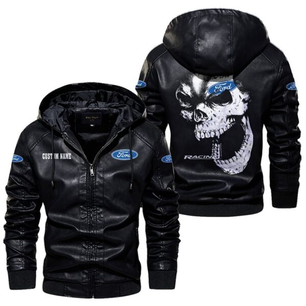 Custom Name Ford Racing Skull Leather Jacket - Personalized Logo Car Motorcycle Model - Image 5