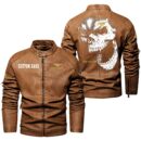 Custom Name Mustang Racing Skull Leather Jacket - Personalized Logo Car Motorcycle Model
