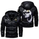 Custom Name Mustang Racing Skull Leather Jacket - Personalized Logo Car Motorcycle Model