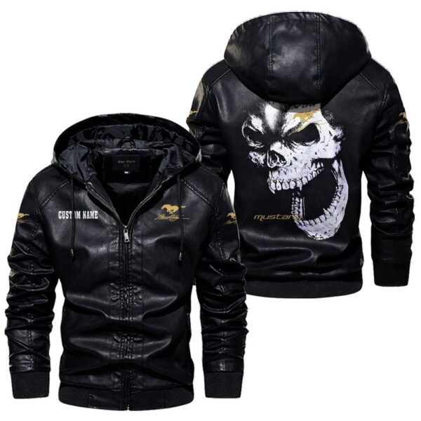 Custom Name Mustang Racing Skull Leather Jacket - Personalized Logo Car Motorcycle Model - Image 5