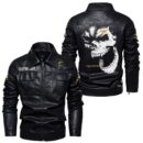 Custom Name Mustang Racing Skull Leather Jacket - Personalized Logo Car Motorcycle Model