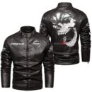 Custom Name Nissan 350z Skull Leather Jacket - Personalized Logo Car Motorcycle Model