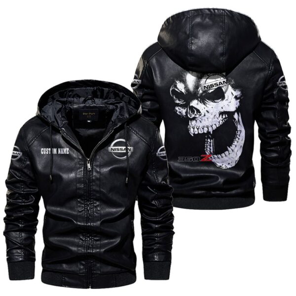 Custom Name Nissan 350z Skull Leather Jacket - Personalized Logo Car Motorcycle Model - Image 5