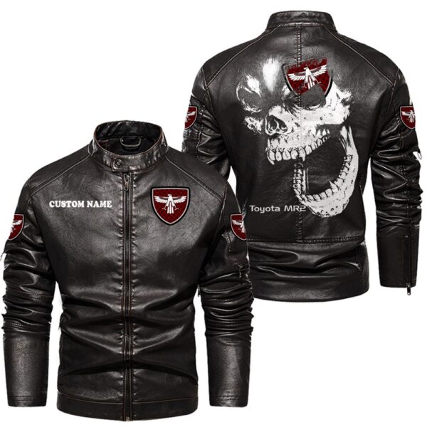 Custom Name Toyota Mr2 Skull Leather Jacket - Personalized Logo Car Motorcycle Model - Image 3