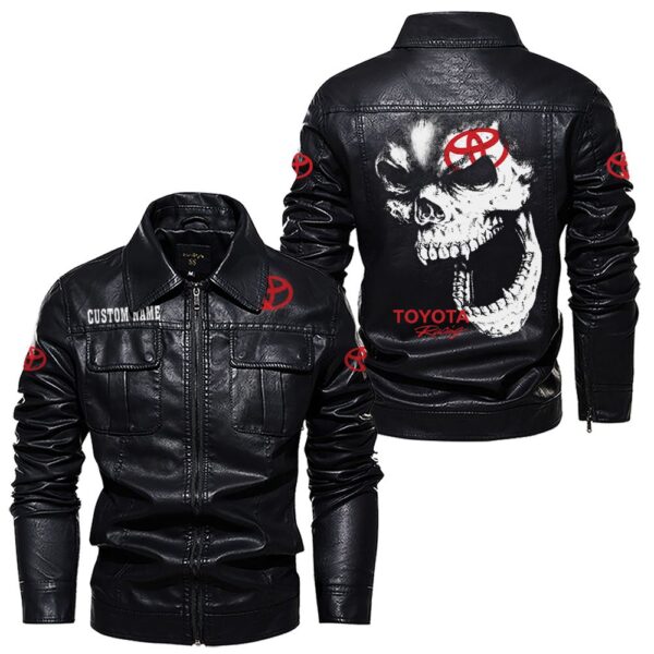Custom Name Toyota Tacoma Skull Leather Jacket - Personalized Logo Car Motorcycle Model - Image 7