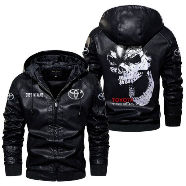Custom Name Toyota Tacoma Skull Leather Jacket - Personalized Logo Car Motorcycle Model - Image 5