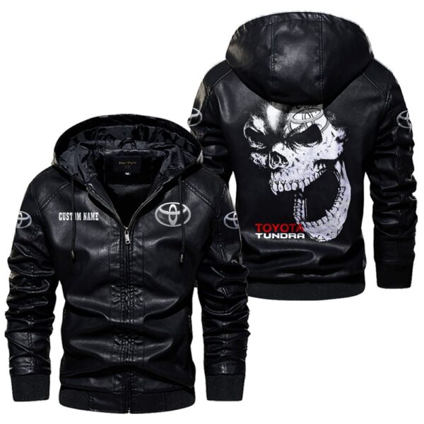 Custom Name Toyota Tundra PU Leather Hooded Jacket - Personalized Logo Car Motorcycle Model - Image 5