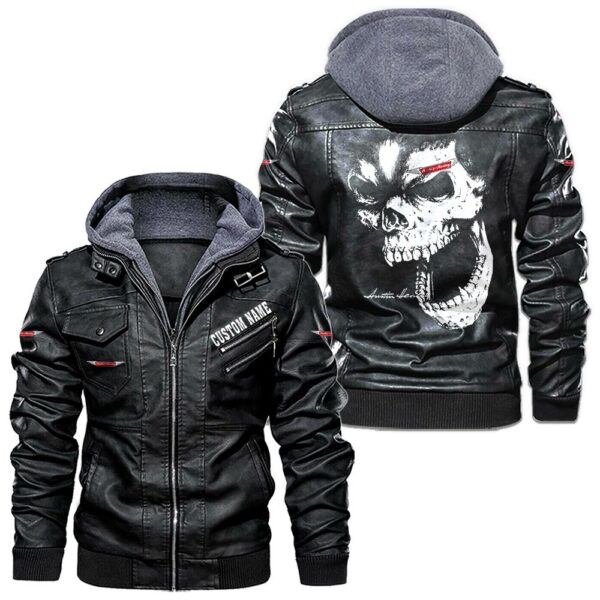 Custom Name Austin Healey Skull Leather Jacket - Personalized Logo Car Motorcycle Model
