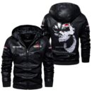 Custom Name Briggs Stratton Skull Leather Jacket - Personalized Logo Car Motorcycle Model