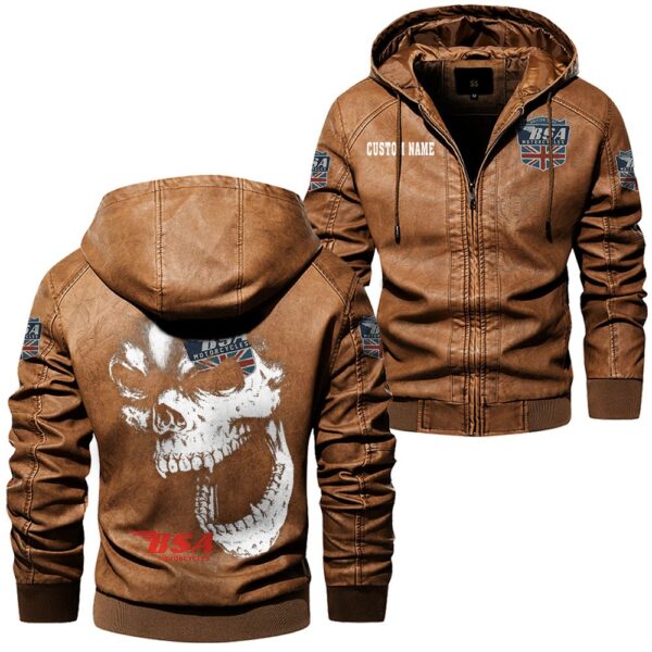 Custom Name Bsa Skull Leather Jacket - Personalized Logo Car Motorcycle Model - Image 6