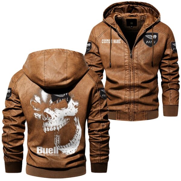 Custom Name Buell Motorcycles Skull Leather Jacket - Personalized Logo Car Motorcycle Model - Image 6