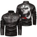 Custom Name Honda Civic Type R Skull Leather Jacket - Personalized Logo Car Motorcycle Model