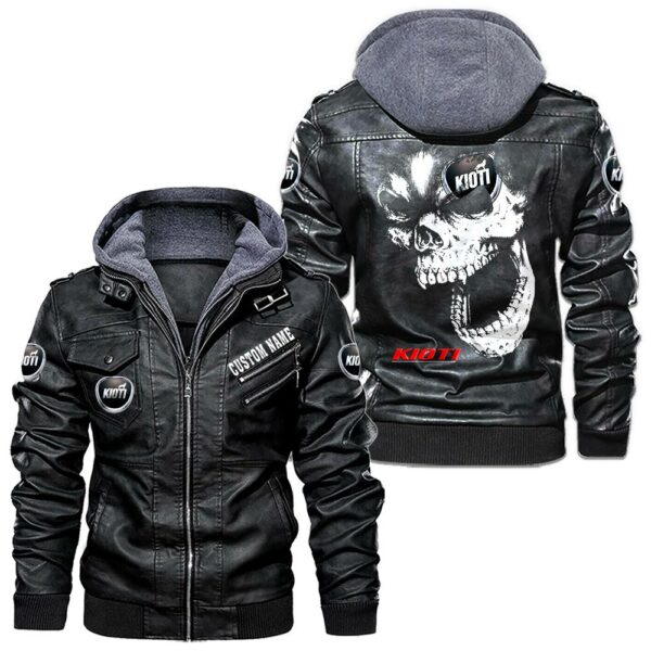Custom Name Kioti Skull Leather Jacket - Personalized Logo Car Motorcycle Model
