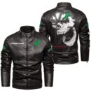 Custom Name Kverneland Skull Skull Leather Jacket - Personalized Logo Car Motorcycle Model