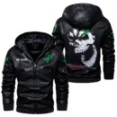 Custom Name Kverneland Skull Skull Leather Jacket - Personalized Logo Car Motorcycle Model