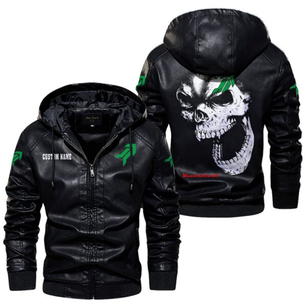 Custom Name Kverneland Skull Skull Leather Jacket - Personalized Logo Car Motorcycle Model - Image 5