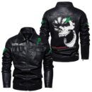 Custom Name Kverneland Skull Skull Leather Jacket - Personalized Logo Car Motorcycle Model