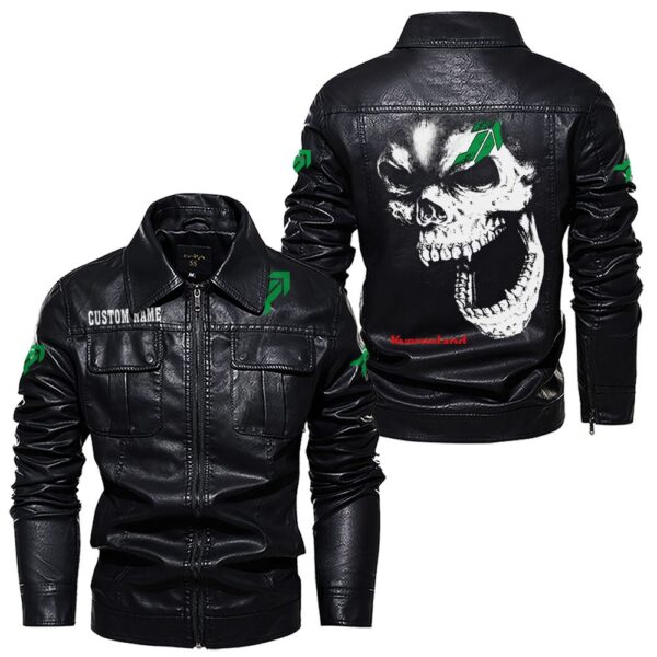 Custom Name Kverneland Skull Skull Leather Jacket - Personalized Logo Car Motorcycle Model - Image 7