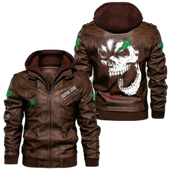 Custom Name Kverneland Skull Skull Leather Jacket - Personalized Logo Car Motorcycle Model - Image 2